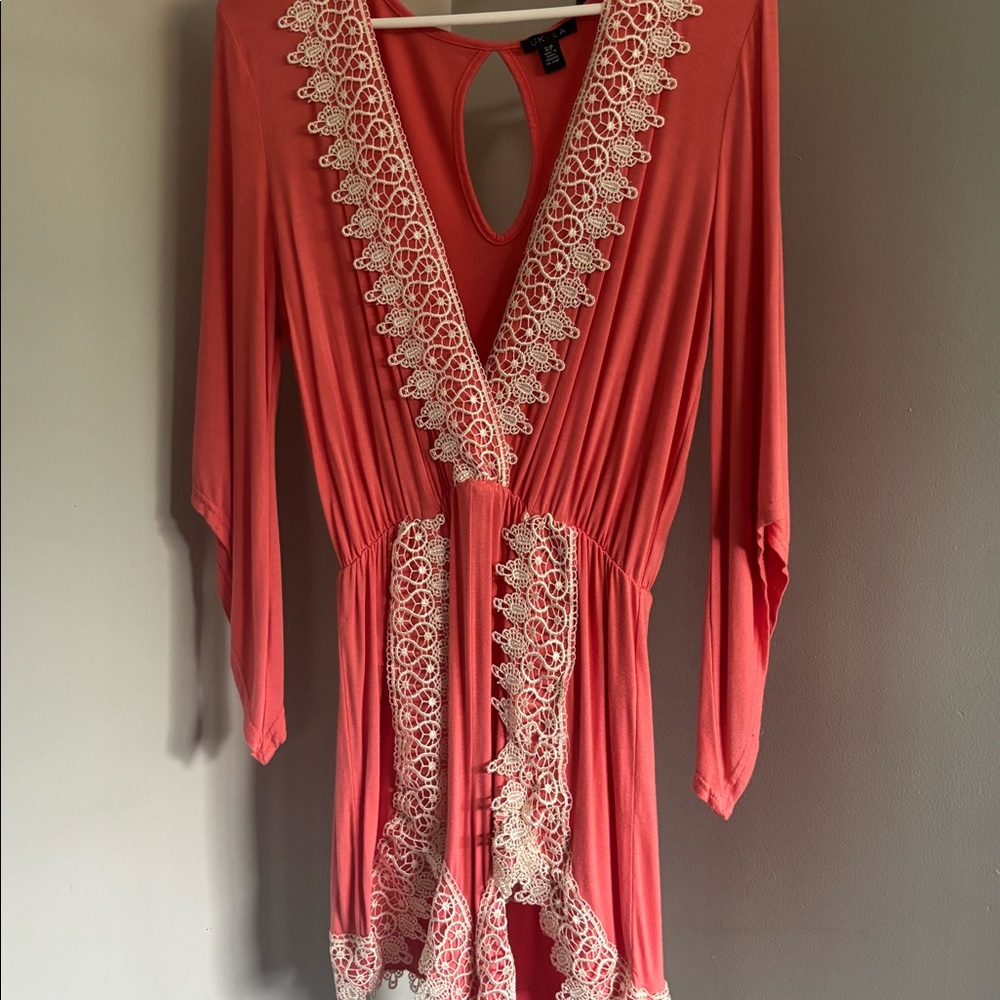 Pink Romper with White Lace